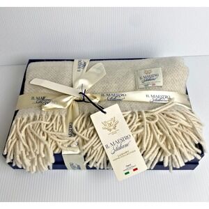 Il Maestro Italiano Throw Blanket 50x60 Off White Luxury Made Italy